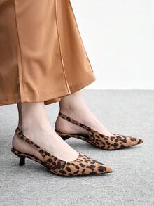 CUCCOO BIZCHIC Korean Pointed Aura Full Of Casual Style Slingback Shoes For Women's Summer New Outer Wear Kitten Heel Low Heel Non-Grinding Shoes - leopard print - View 7