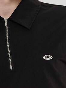 FORM&CHAOS Men's Summer Black Embroidered Textured Super Loose Top - Black - View 3