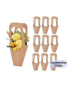20PCS Kraft Paper Flower Bouquet Bags, Handled Flower Gift Bags, Rustic Wedding Party Decor, Birthday Anniversary Celebration Party Supplies, Baby Shower Party Decorations, Event Party Gift Packaging Bags - View 3