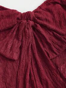 Sweetra Spring/Summer New Wide Strap Bow Textured Fabric Top, Sweet And Fashionable, Suitable For Daily Wear - Redwood - View 5