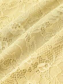 Skyraze Asymmetric Ruffle Lace Short Dress - Light Yellow - View 8
