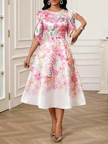 SHEIN Lady Đầm nữ họa tiết hoa phong cách thường ngày dự tiệc - Nhiều màu - Xem 3