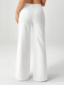 SHEIN PETITE New Style Autumn Winter Low-Waist Casual Personalized Suit Trousers - White - View 2