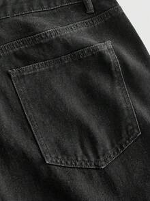 ROMWE MEN Goth Men's Fashionable Casual Denim Jeans - Black - View 5