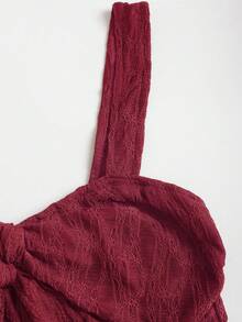 Sweetra Spring/Summer New Wide Strap Bow Textured Fabric Top, Sweet And Fashionable, Suitable For Daily Wear - Redwood - View 6