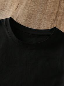 NostaNoir Solid Round Neck Tee - Black - View 3