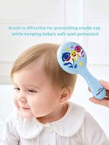 BABY SHARK X SHEIN 2 Pcs Soft  Blue Hair Brush And Comb Set,Gently Removes Hair Tangles, Preventing Cradle Cap While Keeping Baby's Soft Spot Protected,Cute Cartoon Fish - Multicolor - View 4