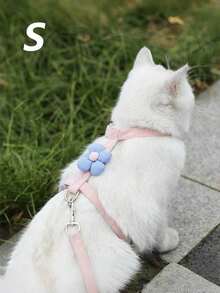 1 buah Set Harness dan Tali Kucing yang Dapat Diatur dengan Dekorasi Bunga Lucu – Rompi Hewan Peliharaan yang Nyaman dan Anti Lepas untuk Kucing Kecil, Perlengkapan Jalan-jalan Anak Kucing - MultiWarna - View 9