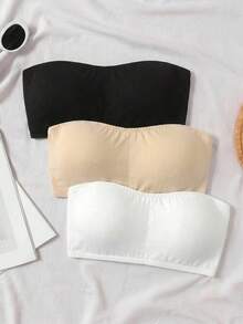SHEIN 青少年女孩簡約舒適加厚柔軟親膚平口內衣 3件組 2黑1白 買1送2 - 彩色 - 查看 6