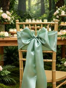 8/12/16/24-Piece Set Of Rose Gold Satin Chair Backs With Bows, Suitable For Wedding Banquets And Birthday Party Decorations. - Ratgrass green - View 2