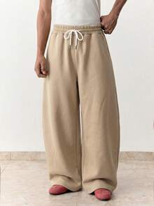SWAVVY Men's Spring/Autumn Casual Loose Long Pants Standard Size Grey Reflective Panel Patchwork Pants - Khaki - View 4