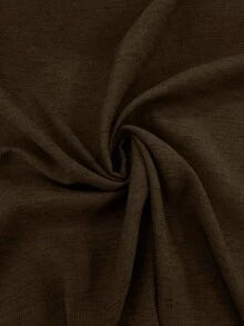 Vesra Gaun Wanita Berkerut dengan Hiasan Gesper Logam dan Kain Linen Imitasi - Coklat - View 7