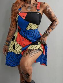 Whyspr Plus Size Spring/Summer Multi-Color Patchwork Strappy Dress - Multicolor - View 7