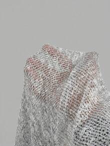SHEIN MOD 女款度假休閒歐式熱帶牙買加風性感針織罩衫，淺灰色夏季海灘派對外搭 - 淺灰色 - 查看 8