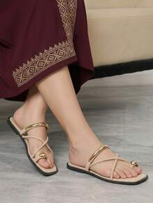 Sleekvia Sandal Jepit Luar Ruangan Wanita Nyaman, Tahan Aus, Serbaguna, Terbuat dari Logam, Cocok untuk Musim Panas - Bulu domba - Aprikot - View 8