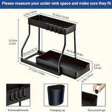 1pc/2pcs 2 Tier Black/WhiteUnder Sink Storage Organizer Sliding Drawer Multi-Purpose Rack Cabinet Under Sink Storage Rack Bathroom Kitchen Organizer. - Multicolor - View 2