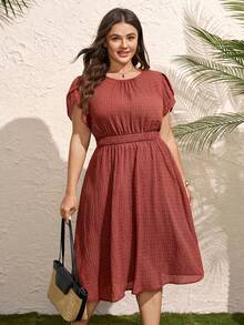 Comfylo Plus Size Dresses Beach Black And White Summer Casual - Dusty Pink - View 4