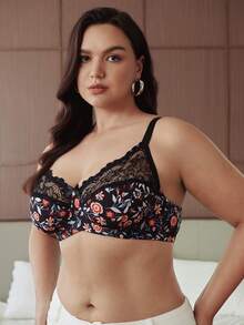Slumbrini Plus Size Women Fashionable Underwire Bra, Lift - Black - View 7