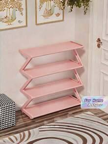 1 PIEZA Estantería para Zapatos en Forma de Z de 4 Niveles, Estante de Almacenamiento Vertical de Plástico Multifuncional de Alta Capacidad, Fácil Montaje, Independiente, Sin Herramientas Necesarias para Pasillo, Dormitorio, Dormitorio, Ahorro de Espacio - Multicolor - Ver 1