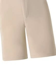 2pcs/Set Gentleman Fit Vest + Short Trousers, Elegant Luxurious Formal Wear For Birthday Party Beach Vacation, Performance, Wedding, Back To School - Khaki - View 4