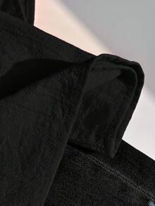SHEIN Pantalones de chándal de unicolor con cordón para niñas preadolescentes - Negro - View 8