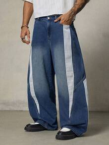 FRESIVO Men's Vintage Washed Blue Webbing Pants - Blue - View 4