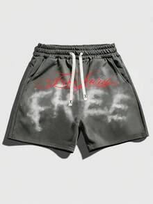 ROMWE MEN Street Life 2026 Spring, Summer, Autumn Casual Fashion Unisex Sports Printed Shorts - Grey - View 5
