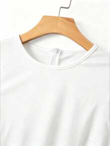 SHEIN Franclia 女款圓點拼接撞色圓領休閒派對短洋裝 - 白色 - 查看 7