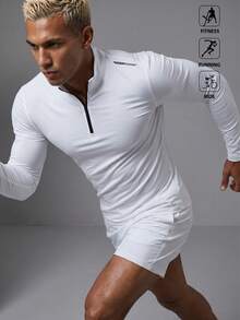Acti Log Men's Casual Solid Color Stand Collar Slim Fit Sports Jacket, Gym - White - View 5