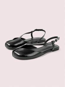 CUCCOO DOLLMOD Women's Classic Retro Style Round Toe Flat Tabi Shoes, Black, With Cross Foot Straps Dance Shoe Backless Spring Shoes Cute - Black - View 2