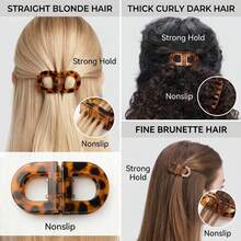 1set Leopard Print Acrylic Hair Claw Clip, Mini Tortoise Shell Jaw Clip For Daily Hairstyle - Brown - View 2