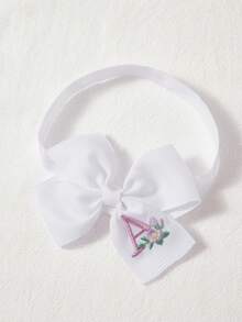 Cozy Pixies 1-Piece [A-Z] 26 Letter Embroidered Baby Headbands, Elastic Nylon Headbands, Suitable For Newborns And Babies, White Soft Elastic Satin Ribbon Bow Hai - White - View 4