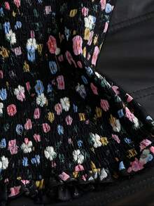 GlowEve 女款 2026 春夏新款碎花刺繡印花荷葉邊飛袖度假襯衫 - 黑色 - 查看 4
