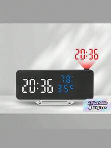 [LED Alarm Clock] LED Digital Projection Alarm Clock | Modern, Adjustable Brightness, 12/24H Format, Temperature, Date & Humidity Display, USB Powered For Bedroom, Home Office (Adapter/Battery Not Included) Room Decor Digital Clock Bedroom Decor Dormitory Decor Back To School School Decor School Surprise Home Decor School Supplies - multicolor - View 1