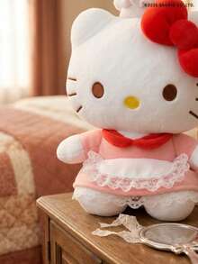 HELLO KITTY AND FRIENDS | Joivida 1pc Plush Toy With Red Bow And Lace Apron Pattern, Perfect For Living Room, Bedroom, Dressing Table, Home D R, An Ideal Gift For Holidays, Parties, Valentine's Day, Suitable For Adults, Teens, Family & Friends, Spring To Summer - White - View 6