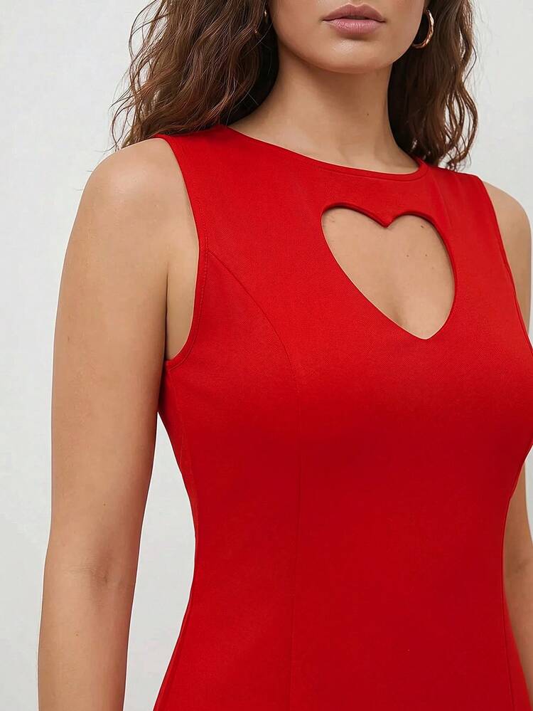 heart cut out red dress superdown Cait Heart Cut Out Dress in Red
