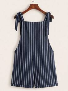 SHEIN EZwear 休閒簡約度假波希米亞優雅浪漫復古印花圖案，女款通勤穿搭，沙灘穿搭，度假穿搭，女款夏季穿搭，打結肩帶口袋拼接背心連身褲 - 彩色 - 查看 2
