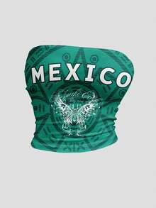 StreetHx Women's Summer Bandeau Top Mexico Flag World Cup Bandeau - Multicolor - View 4