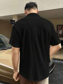 Manfinity Homme Men Drop Shoulder Button Front Shirt - Black - View 2
