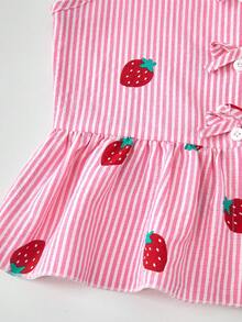 Elladie kids 青少年女孩蝴蝶結鈕扣背心上衣與長褲兩件套 - 粉色 - 查看 6