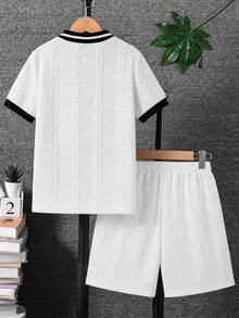 Tween Boy Short Sleeve Top And Shorts Casual Set - White - View 2
