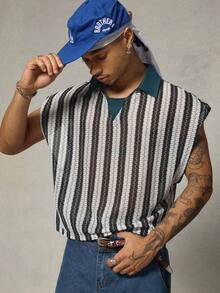 FRESIVO Men's  Casual Versatile Daily Outing Top - Black and White - View 3