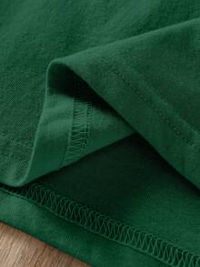 Plain Round Neck T-Shirt - Dark Green - View 5