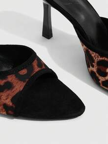 CUCCOO SZL Leopard Print Pointed Toe Slim Heel Sandals, Outerwear, Sexy Babes High Heels Summer - leopard print - View 3