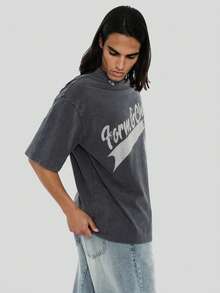 FORM&CHAOS [100% Katun] Kaos Streetwear Vintage Longgar Pria, Kaos Vintage - biru dan hitam - View 4