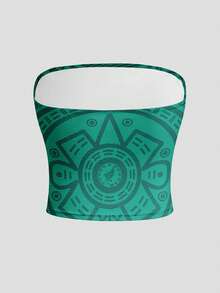 StreetHx Women's Summer Bandeau Top Mexico Flag World Cup Bandeau - Multicolor - View 2
