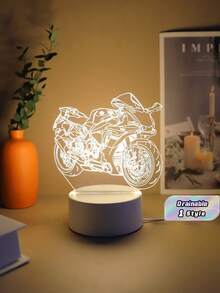 1PC 3D Warm Light Motorcycle Shaped Decorative Lamp, Bedside Lighting, Great Gift For Boyfriend & Birthday - Yellow - View 8