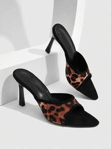 CUCCOO SZL Leopard Print Pointed Toe Slim Heel Sandals, Outerwear, Sexy Babes High Heels Summer - leopard print - View 1