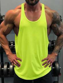 Gym Rark Camiseta de tirantes deportiva de hombro para hombre con estampado de letras en verde fluorescente para uso diario - Verde Lima - Ver 5