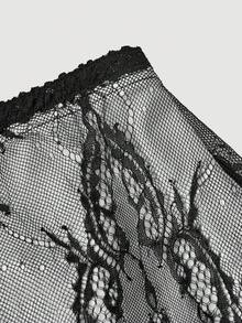 SHEIN MOD Saia curta versátil de renda da moda para mulher - Preto - Ver 7